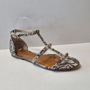14th & Union Studded Snake Print Strappy Faux Leather Preppy Sandals Size 8.5